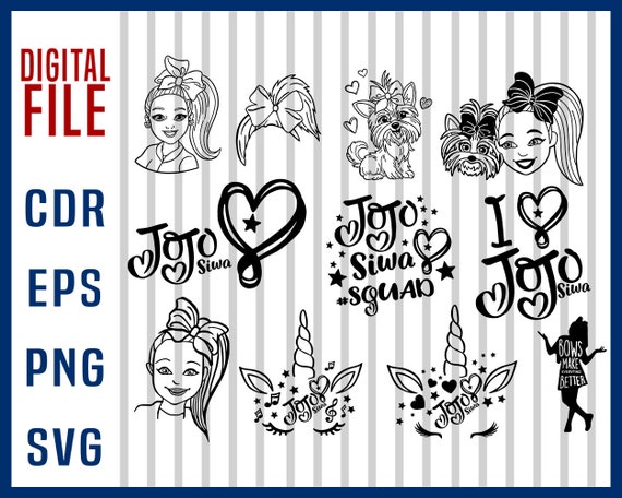 Buy jojo siwa bundle svg png jojo siwa svg png files for cricut clipart unicorn svg jojo siwa squad svg clipart cutting file for circuit online in india
