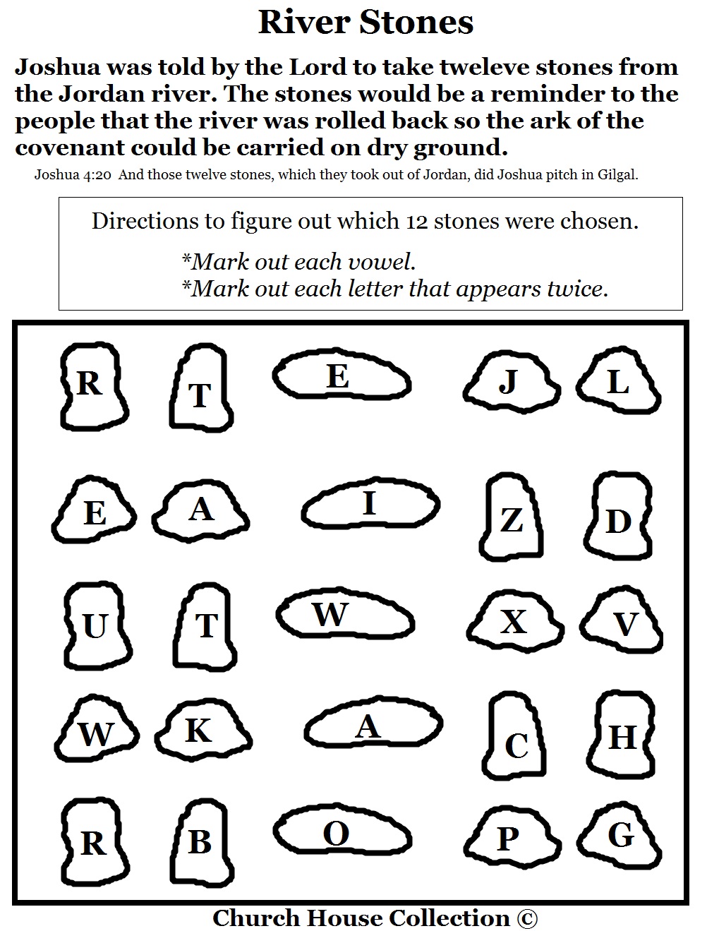 Church house collection blog river stones activity sheet joshua