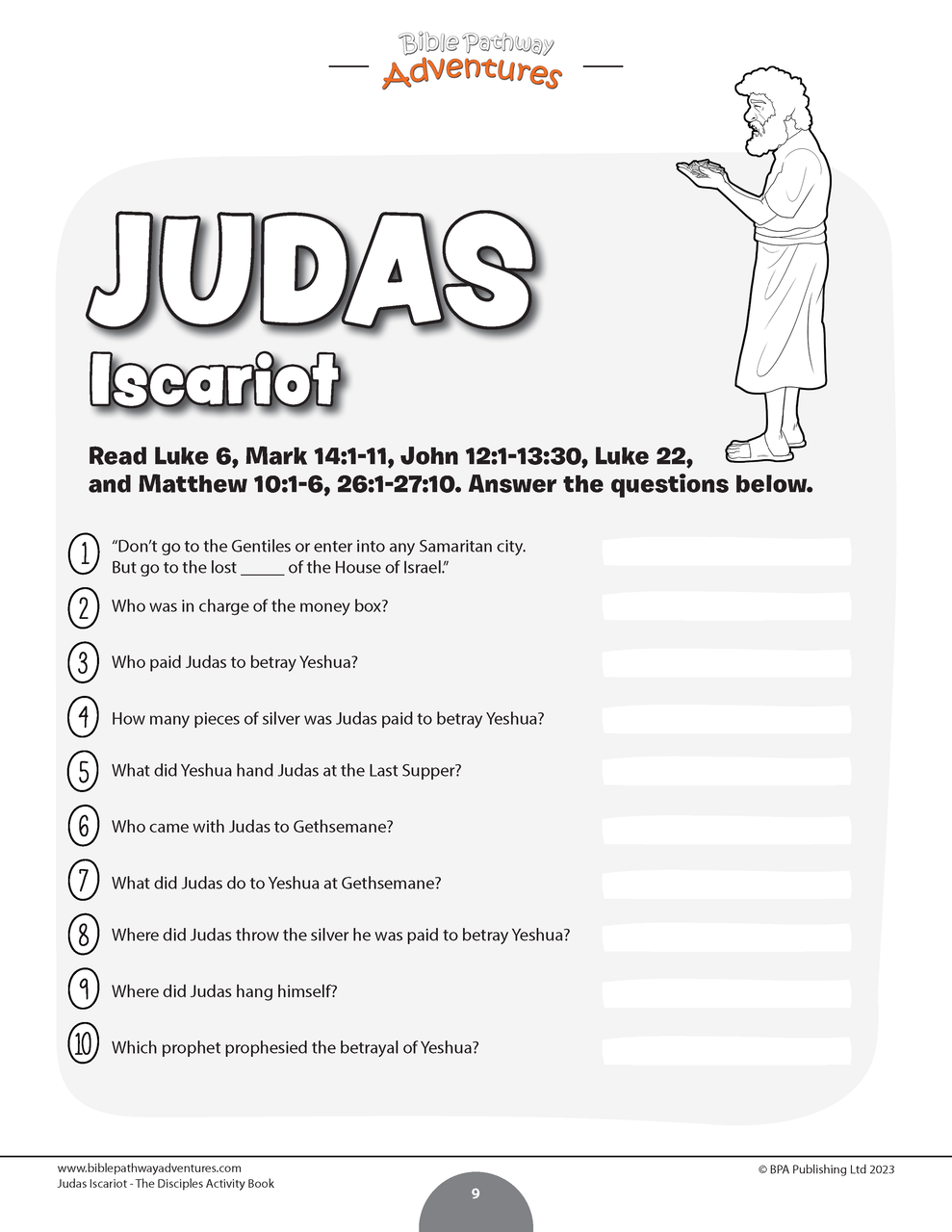 Judas the disciple activity book