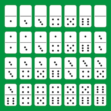 Premium vector domino white color isolated on green background flat style a plete classic domino game collection of pieces vector illustration