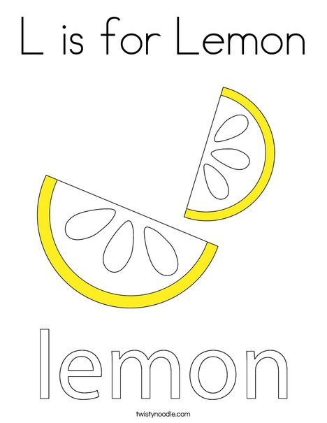 L is for lemon coloring page