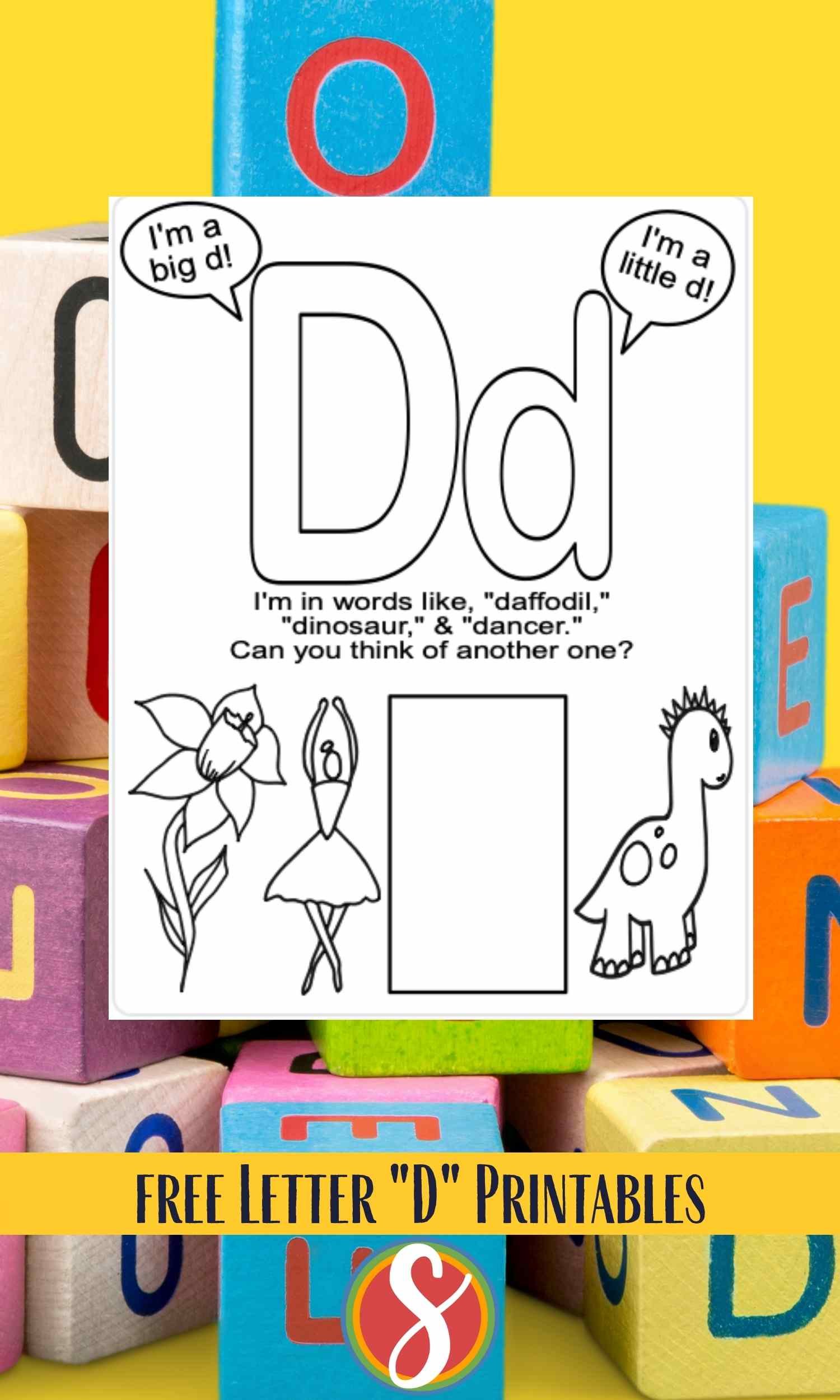 Free letter d coloring pages â stevie doodles