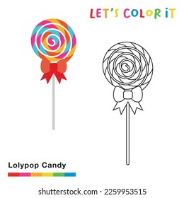 Coloring page kids lollipop candy coloring stock vector royalty free