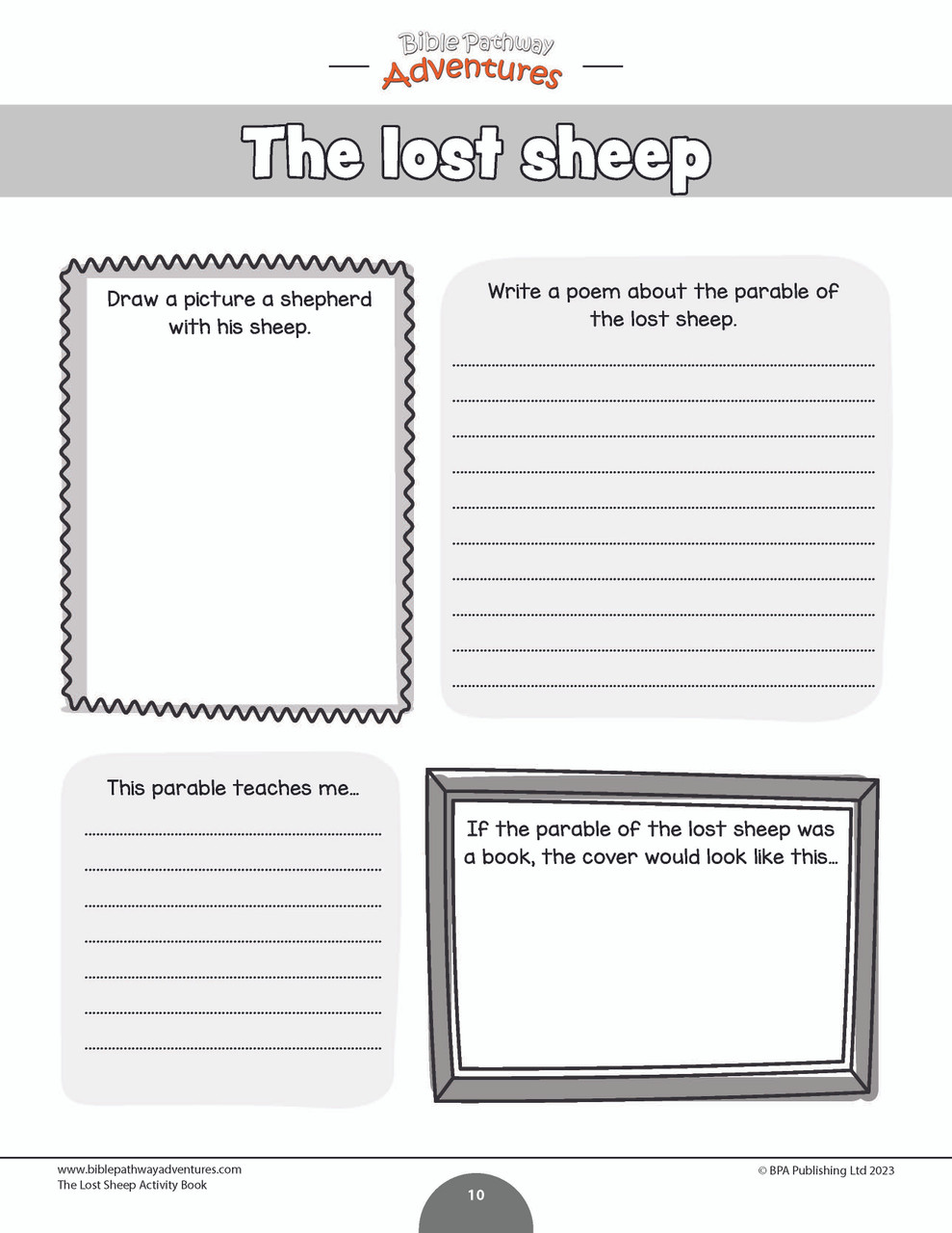 Bible parable the lost sheep workbook