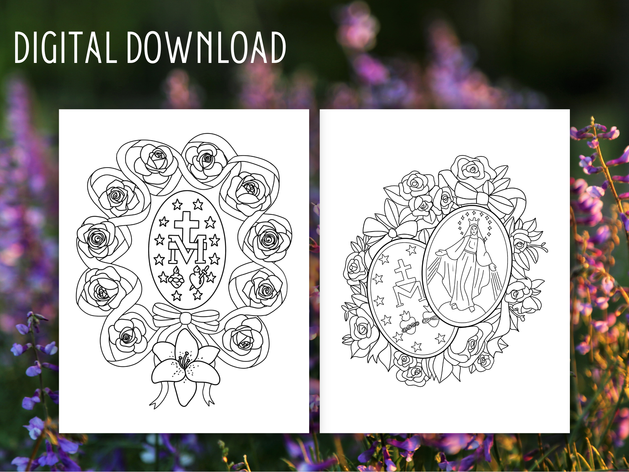 Mary coloring pages digital for catholic kids projects for homeschool printable adult coloring peters square