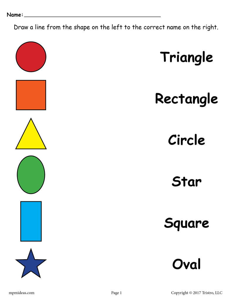 Shapes matching worksheets for preschool kindergarten â
