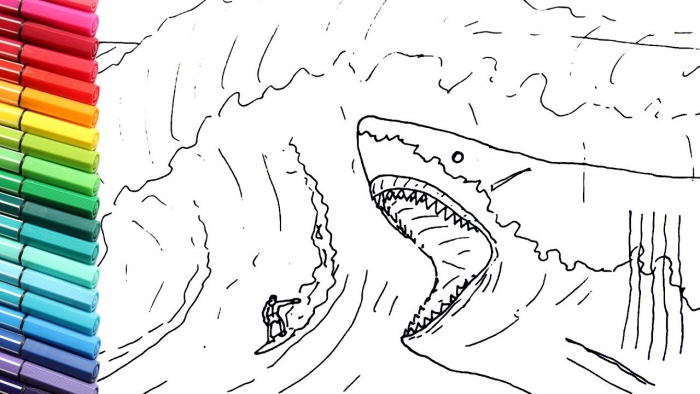 Color the monstrous megalodon worksheets