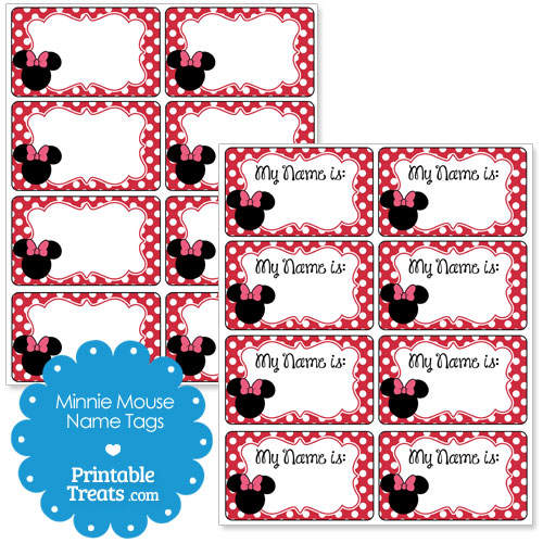 Printable minnie mouse name tags â printable treats