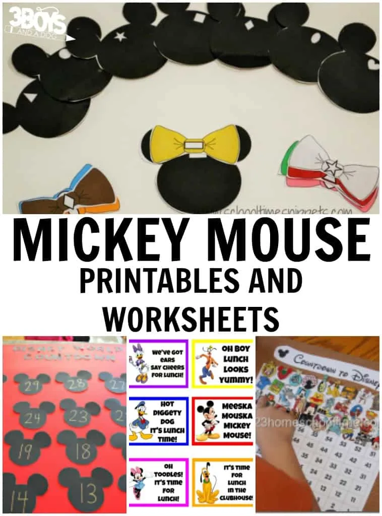 Mickey mouse printables and worksheets