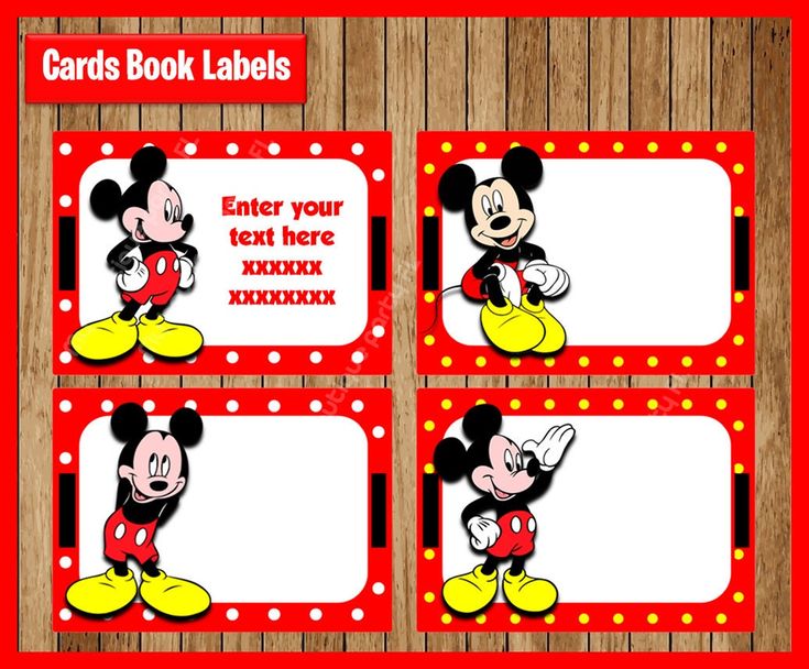 Mickey mouse printable cards tags book labels download now