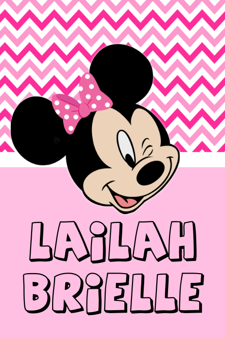 Minnie mouse name poster template