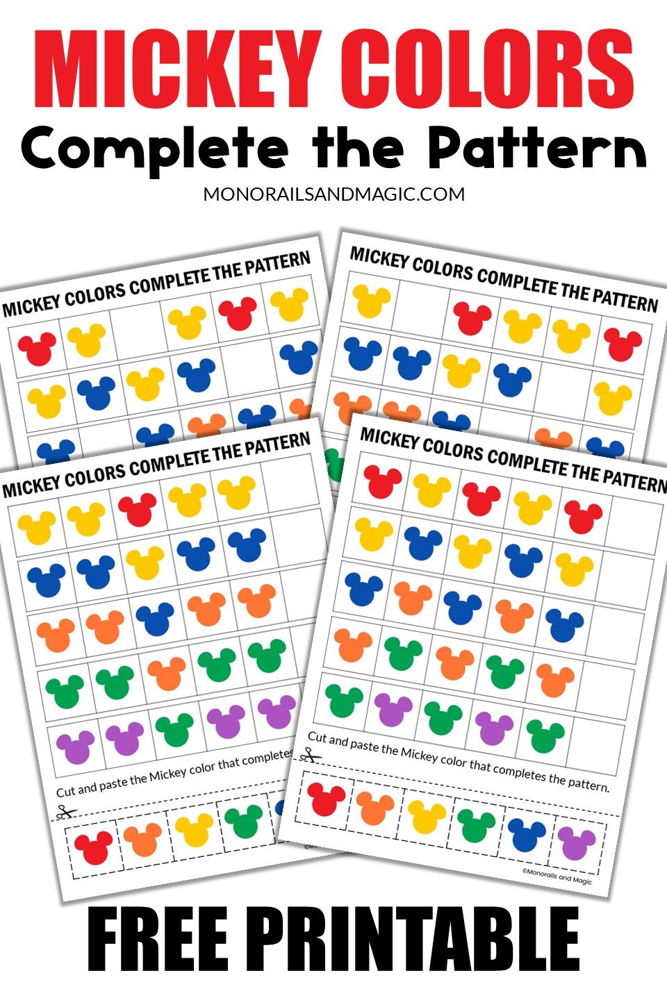 Mickey colors plete the pattern free printable