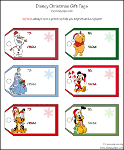 Printable disney christmas gift tags