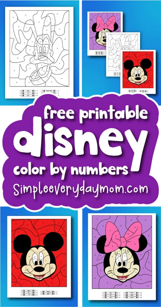 Free disney color by number printables for kids
