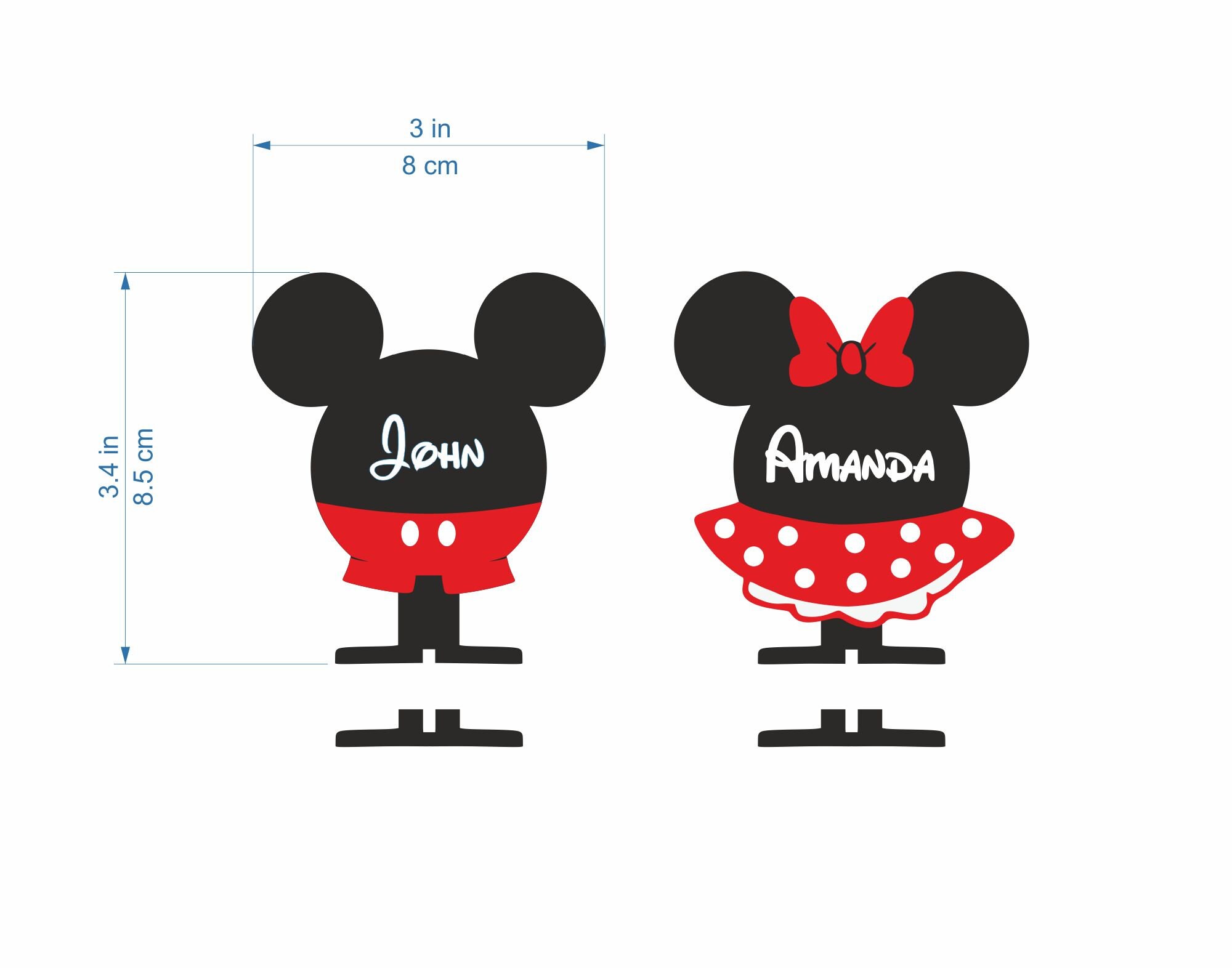Personalized mickey mouse name ornaments minnie mouse birthday custom disney place cards gift for kids guest name tags christmas party decor