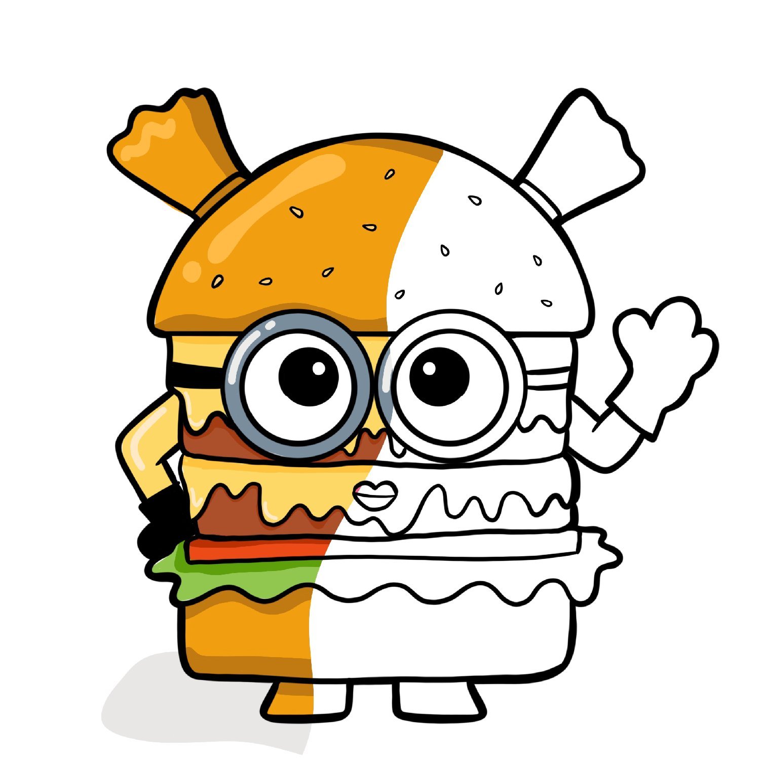 Minion burger girl coloring page