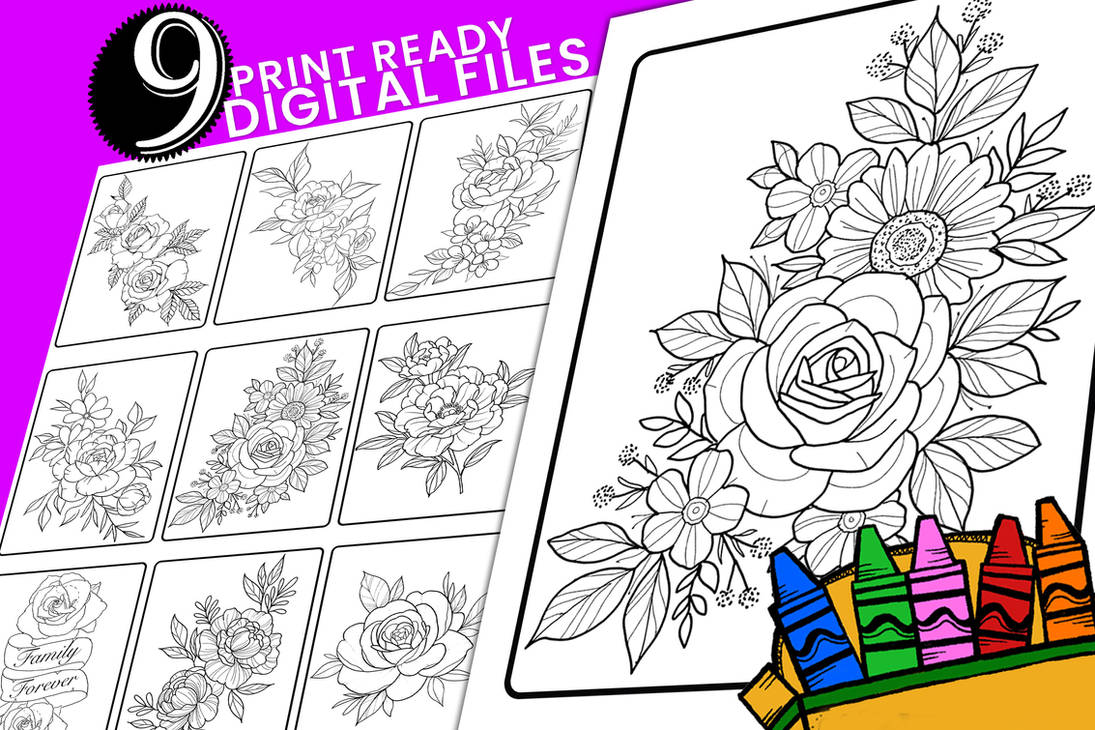 Flower tattoo colouring pages by giftmaker on