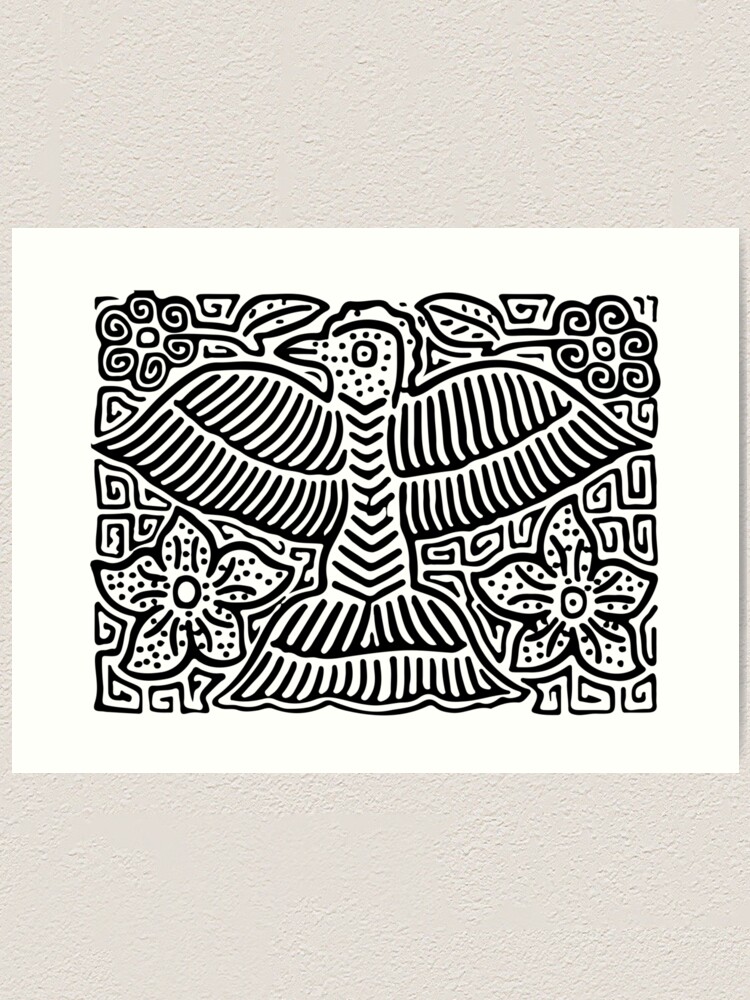 Mola kuna from panama b and w art print for sale by melquidedec