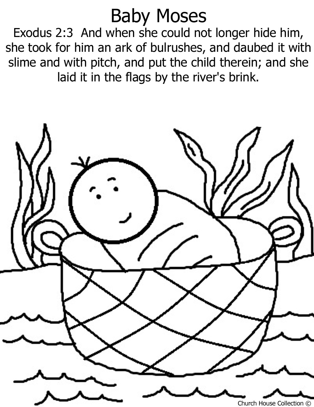 Church house collection blog baby moses in the basket coloring page