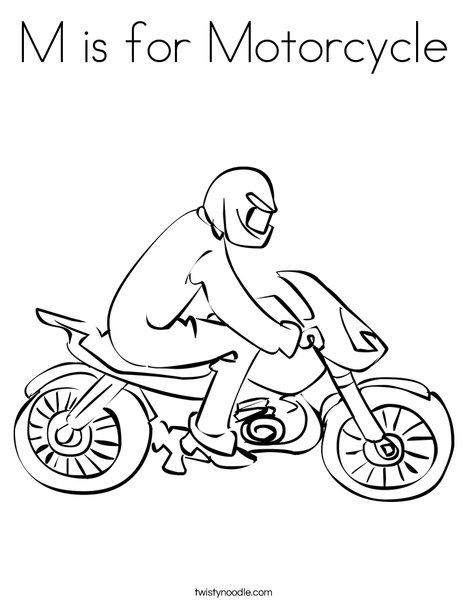 M is for motorcycle coloring page