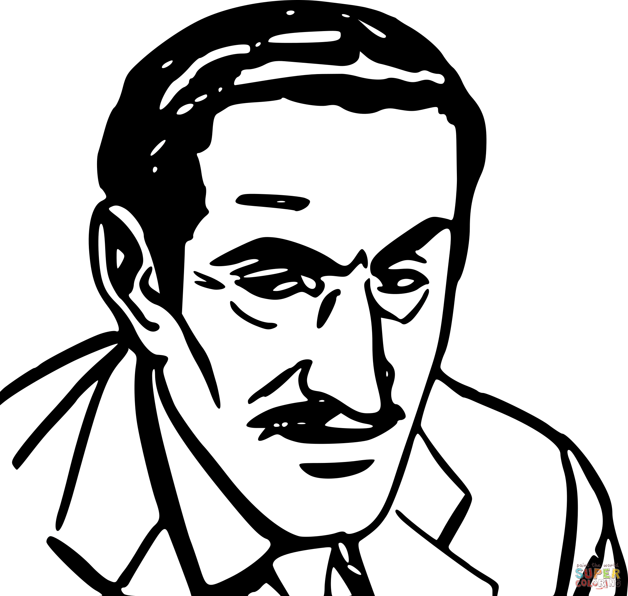 Vintage man in thin moustache coloring page free printable coloring pages