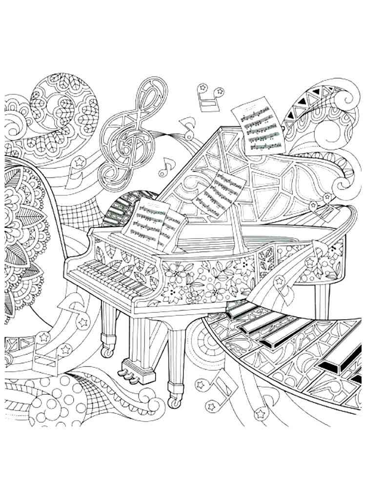 Musical instruments coloring pages for adults