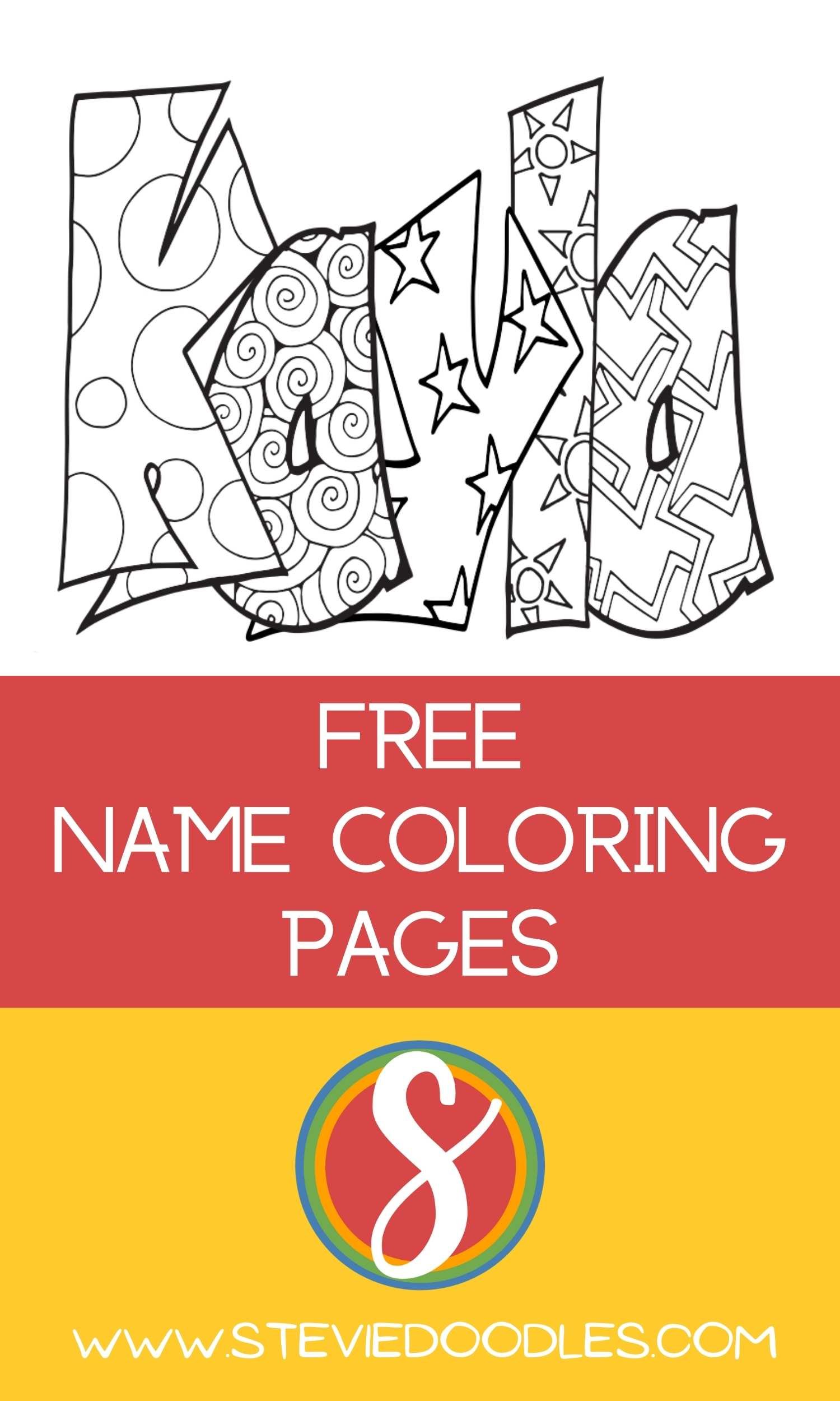 Kayla free name coloring page â stevie doodles