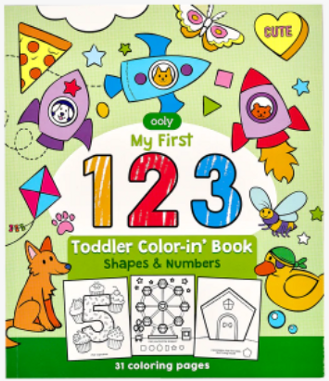 Shapes numbers toddler color in book