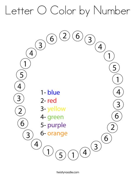 Letter o color by number coloring page
