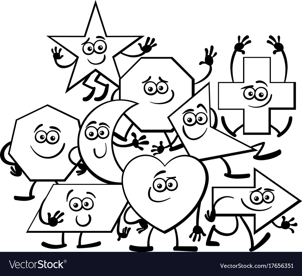 Cartoon geometric shapes coloring page royalty free vector