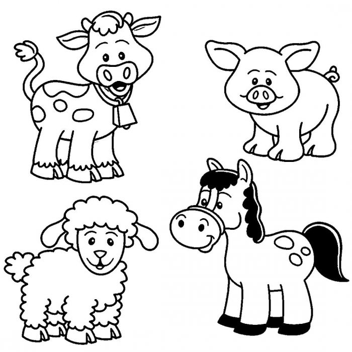 Farm animals coloring page worksheets