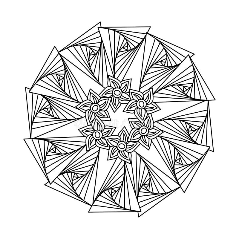 Coloring book for adults monochrome abstract mandala d geometric ornament optical illusion patterned design stock vector
