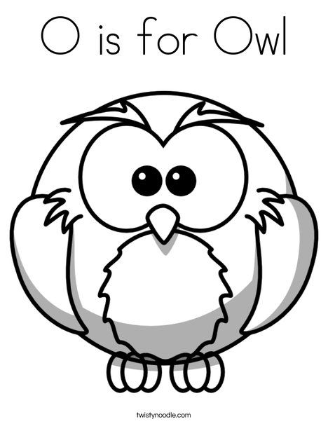 O is for owl coloring page