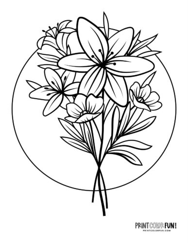 Flower coloring pages clipart to color a whole garden at