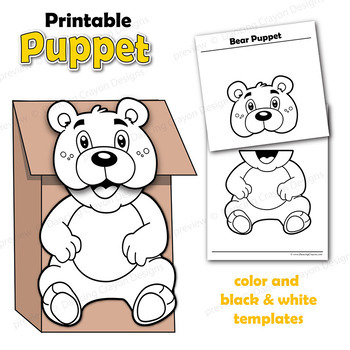 Puppet bear craft activity printable paper bag puppet template