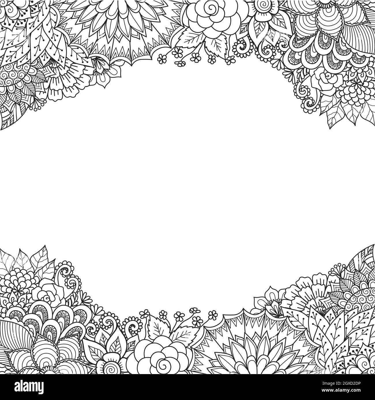 Abstract flowers frame for print on product or adult coloring bookcoloring page vector illustration stock vector image art