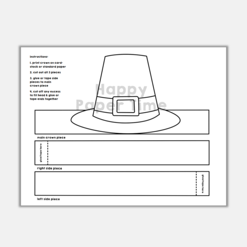 Pilgrim hat paper crown printable coloring thanksgiving craft activity made by teachers