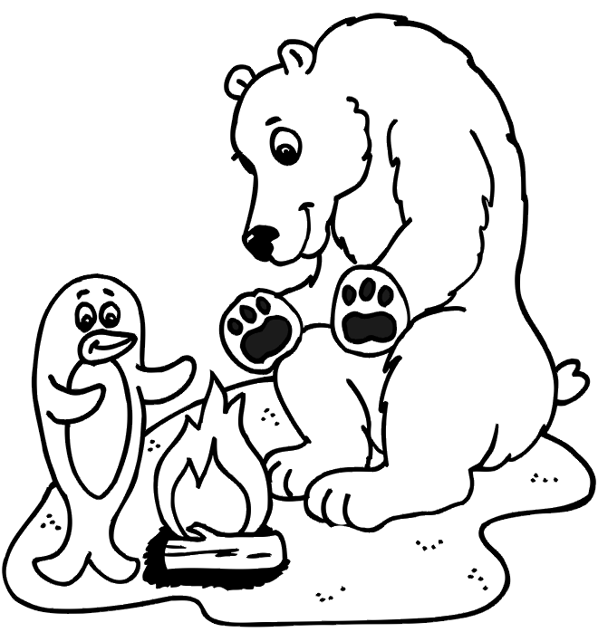Penguin and polar bear coloring page by campire