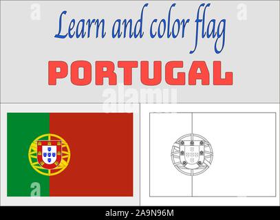 Europe portugal national flag coloring book pages for education and learning original colors proportion vector illustration countries set stock vector image art