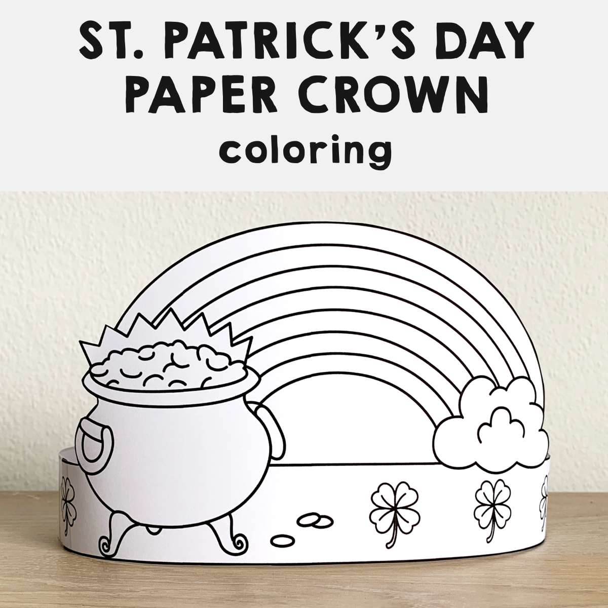 Pot of gold paper hat printable coloring st patricks day craft activity made by teachers