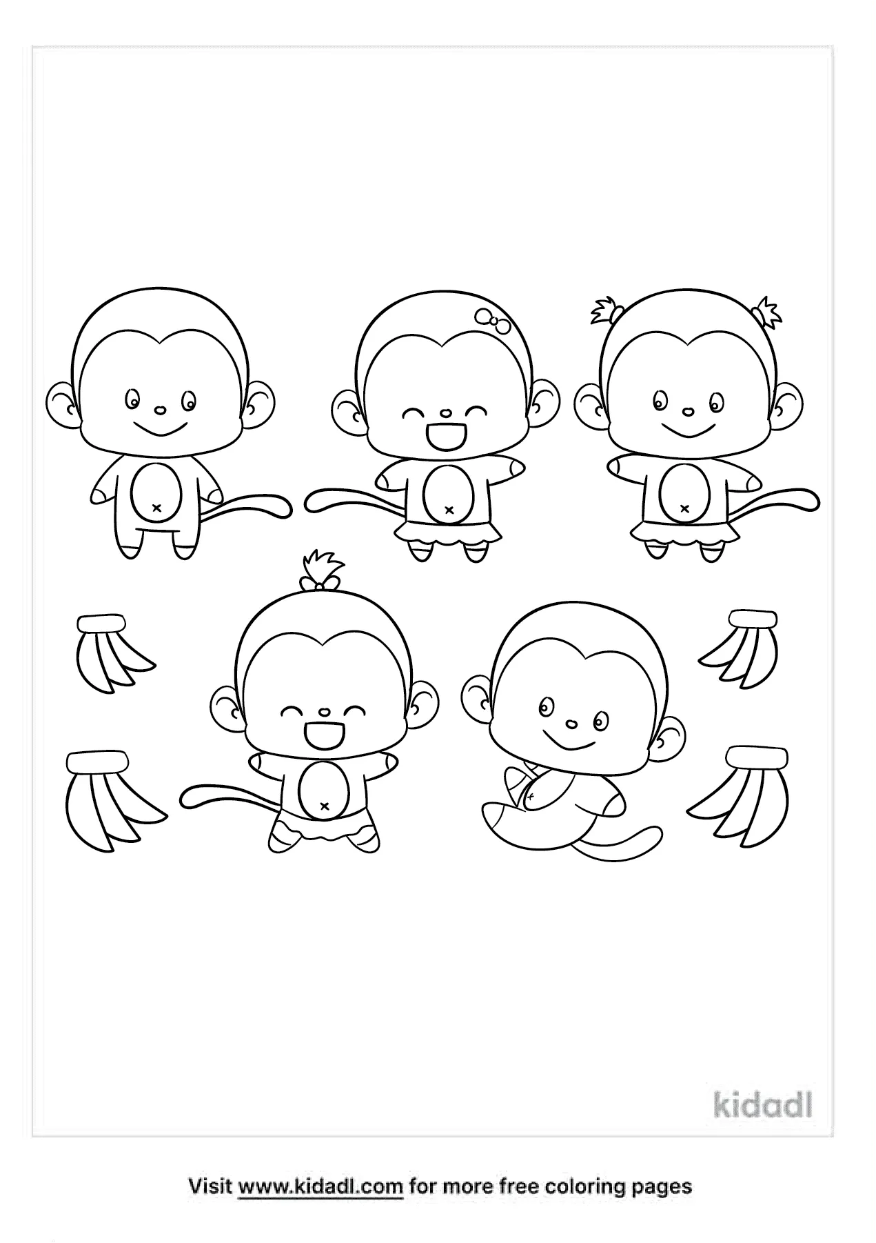 Free little monkeys coloring page coloring page printables