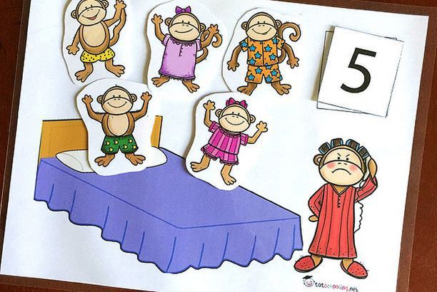 Five little monkeys jumping on the bed worksheets
