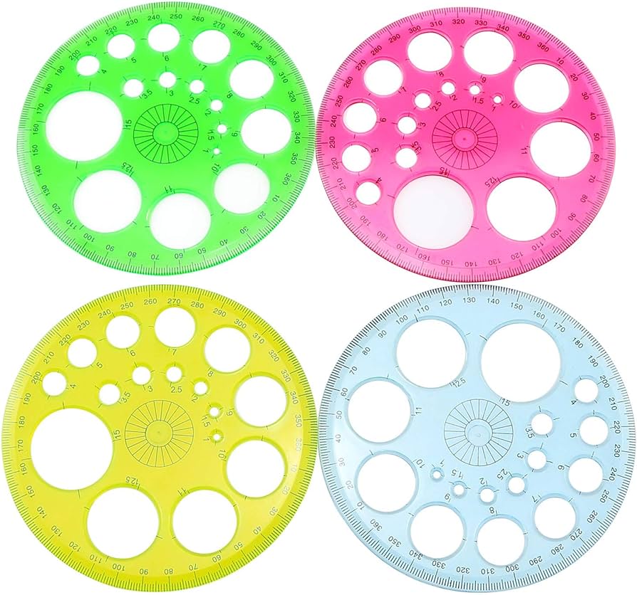 Sqxbk protractor and circle maker pcs colorful transparent degree protractor and circle maker template for small circles blue yellow green pink office products