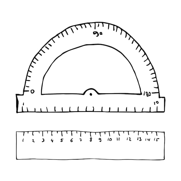 Premium vector vector ruler clipart hand drawn office supplies illustration for print web design decor logo