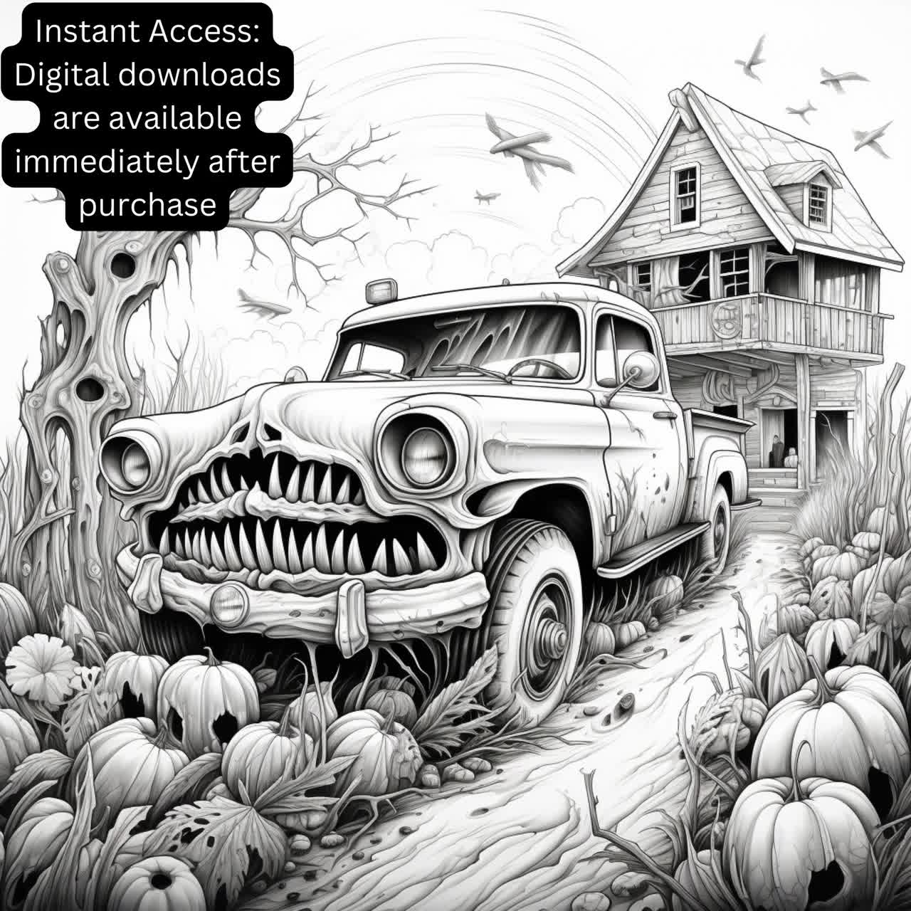Midjourney prompts coloring pages halloween digital download prompts ai generated coloring book generative art prompt guide