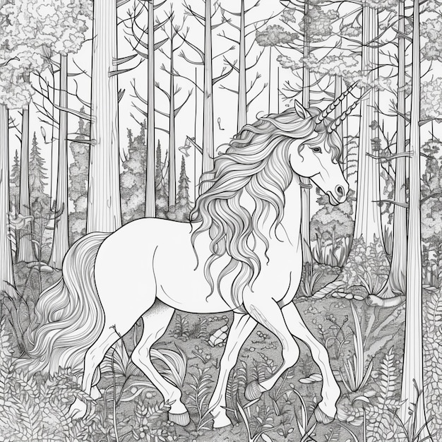 Premium ai image coloring pages for adults unicorns free printable unicorn coloring pages for adults generative ai