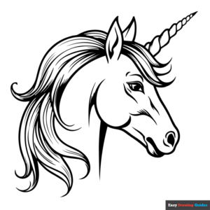 Easy realistic unicorn coloring page easy drawing guides