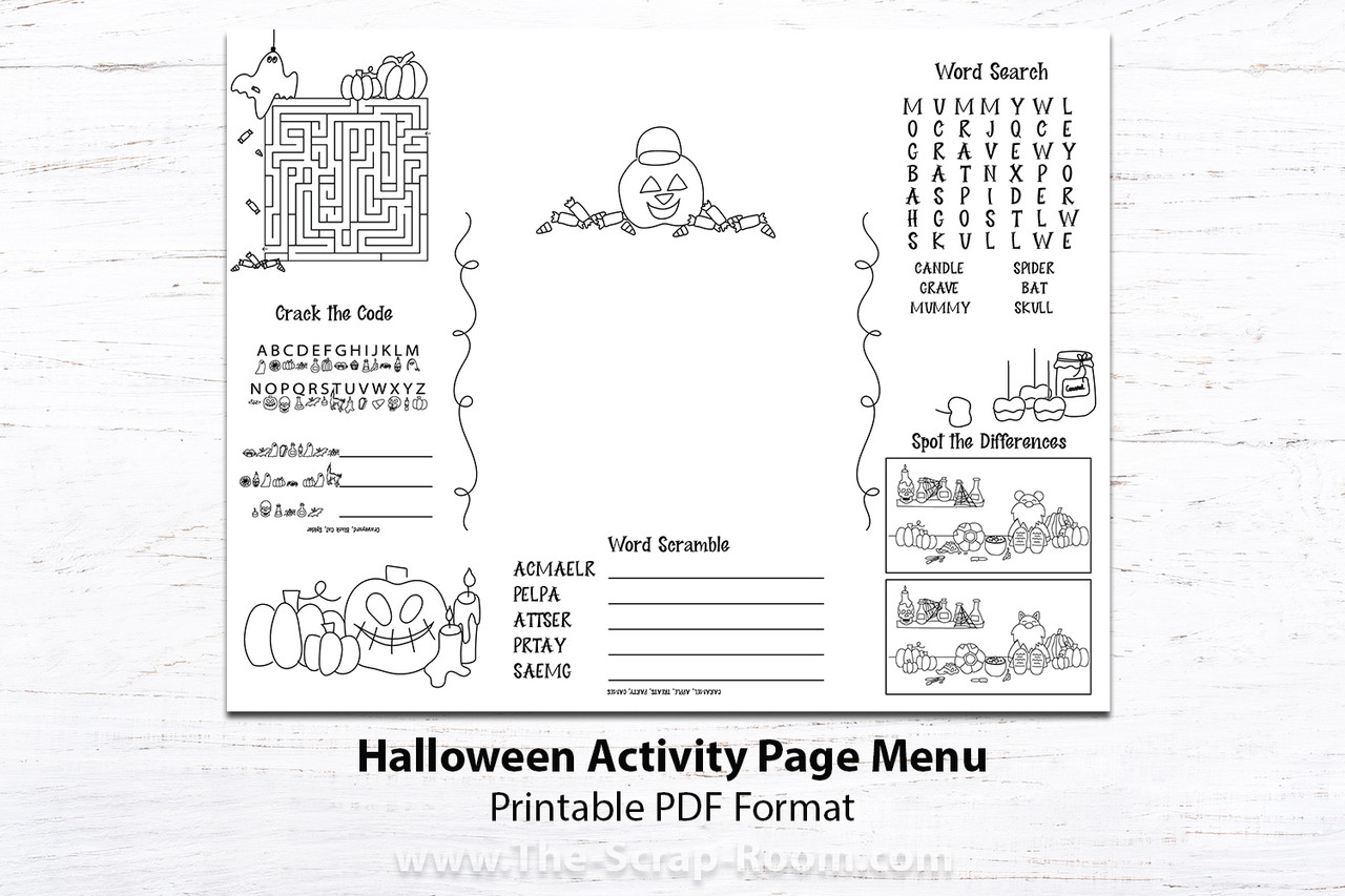 Halloween printable kids menu template printable menu activity menu kids activity party decor restaurant menu activity sheet