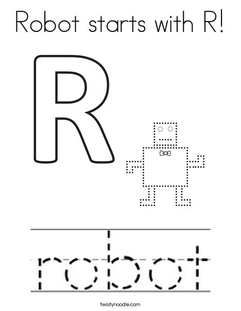 Robot starts with r coloring page