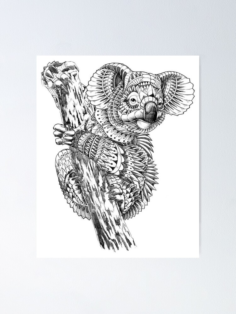 Adult coloring pages koala poster by yuna